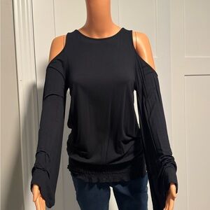VENUS Black Cold Shoulder Blouse